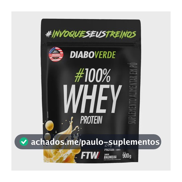100% Whey Protein 900g Sabor Baunilha Diabo Verde - Ftw