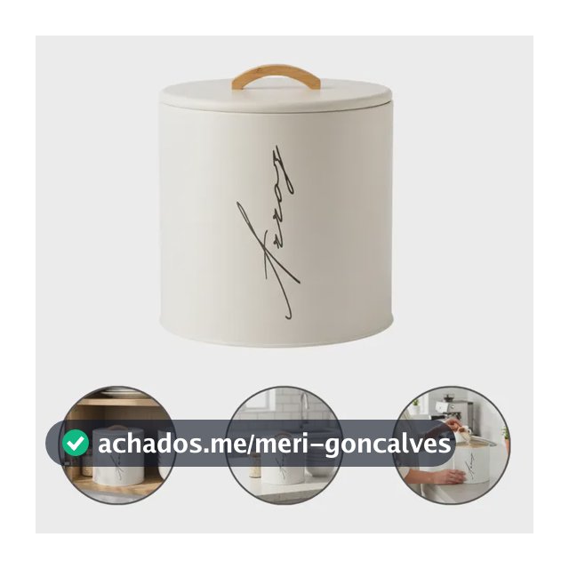 Pote Hermético Mantimentos Lata Alça Bambu Arroz 5 Kg Creme