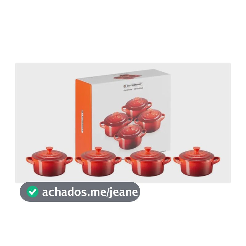 Kit 4 Mini Cocottes Clássicos Vermelhos 250ml 10cm Le Creuse Vermelho Lisa
