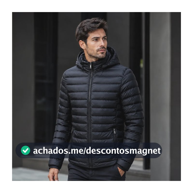 Jaqueta Masculina Puffer Corta Vento Bobojaco Blusa De Frio Preto Xgg