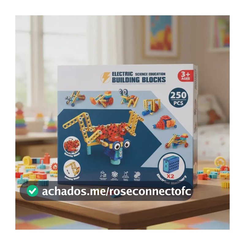 Kit Robótica Brinquedo Educacional 250 Peças com 2 Motores Elétricos Blocos de Montar Engrenagens Robô Infantil Crianças +3 Anos Educativo Projetos Criativos Desenvolvimento Cognitivo