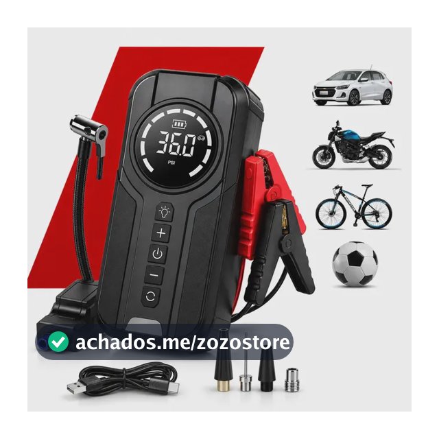 Mini Compressor De Ar Portátil 150 PSI Com Auxiliar De Partida 1500A Inflador Digital Sem Fio Power Bank Lanterna LED Para Carro Moto Bicicleta Bola Emergência Recarregável MidiaFone