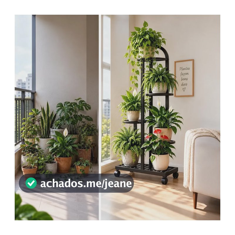 Estante Para Plantas 3 A 6 Níveis Com Rodinhas Móvel Preta Branco 4th Floor