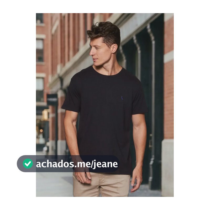 Camiseta Casual Masculina Básica Gola Careca Reserva Oferta Preto N/a P Liso