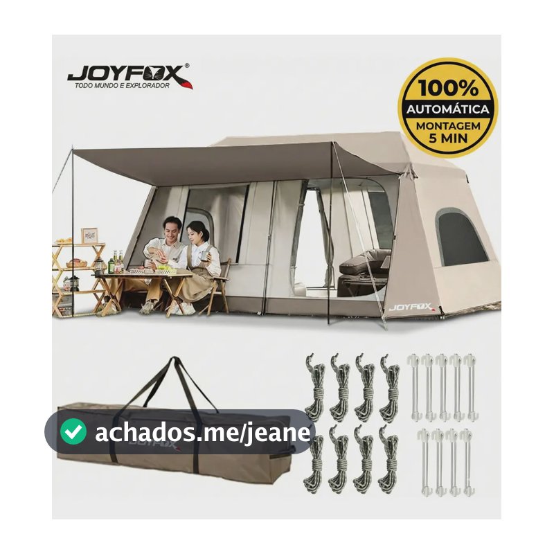 Joyfox Barraca Family Luxe 10-15 Pessoas Automática Tenda Familiar Varanda 400x280x190cm Impermeavel 4000mm