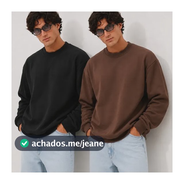 Kit 2 Moletom Careca Masculino Sem Estampa Lisa Básico