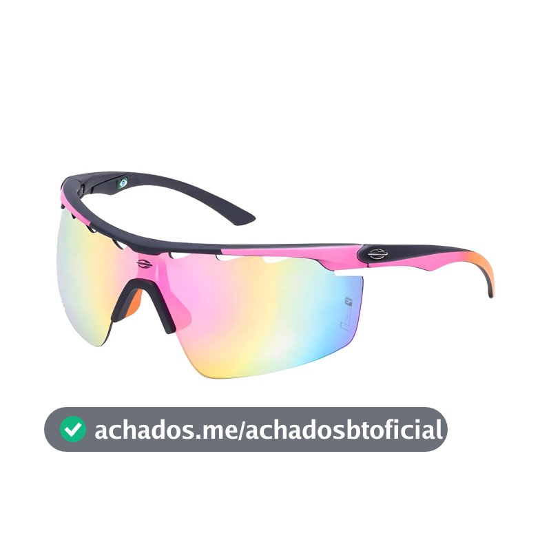 Oculos Sol Mormaii Athlon 4 Preto Rosa Espelhado Cor Preto-Rosa Cor da armação Preto e Rosa Desenho Esportivo