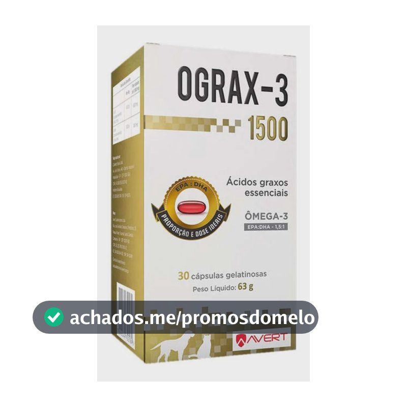 Ômega 3 Avert Ograx-3 1500 Cães/Gatos 30 Cápsulas