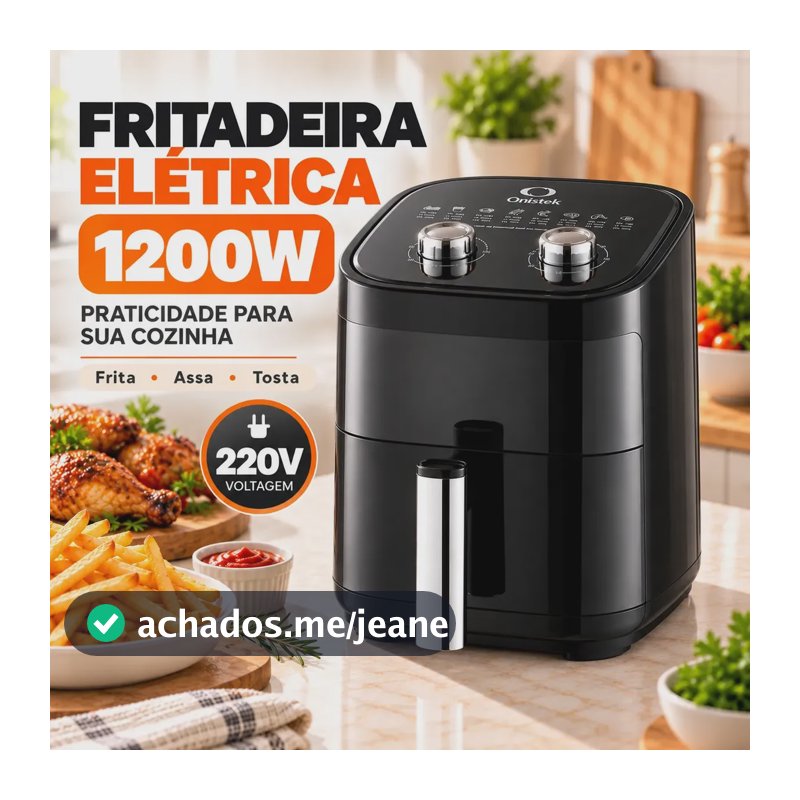 Fritadeira Elétrica Air Fry 3 Litros 1200w Knob Duplo Preto-220v 220v