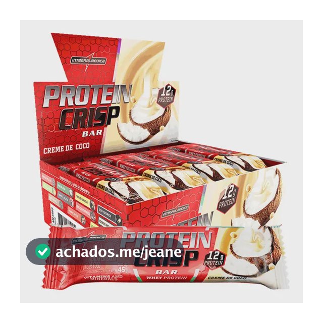 Caixa de 12 Barras de Proteína Whey Crisp Bar Creme de Coco Integralmedica