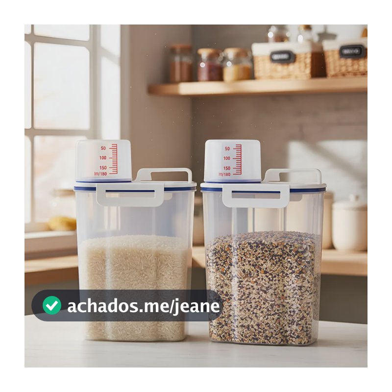 Kit 2 Potes Herméticos Com Medidor 2,5l Arroz Grãos Ração