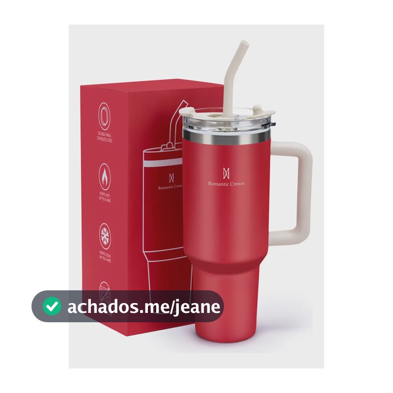 Copo Térmico Inox 1,2l Com Alça, Tampa, Canudo Inox E Escova Cor Vermelho Lisa