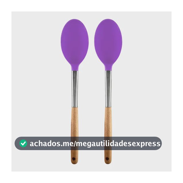 Kit 2 Colheres Silicone Grande Cabo Madeira Não Risca Panela
