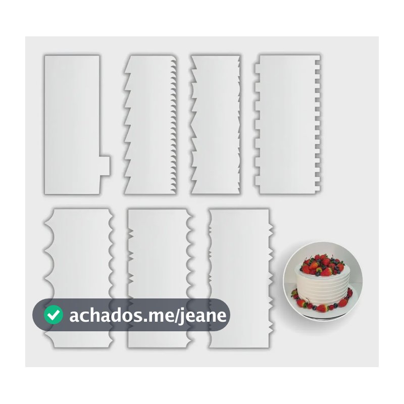 7 Espatulas Decorativas Bolo Em Acrilico 15cm + Ebook Brinde