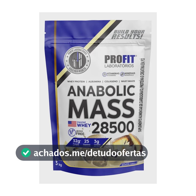 Proteína ProFit Laboratórios Hipercaloricos Anabolic Mass 28500 em pó sabor Baunilha x 3kg