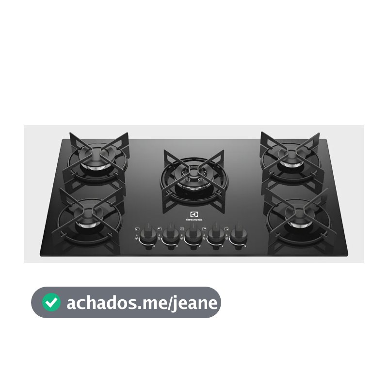 Cooktop 5 Bocas Gás Electrolux Mesa de Vidro Efficient Tripla Chama e Grade Aço Fosco (KE5GT) Bivolt