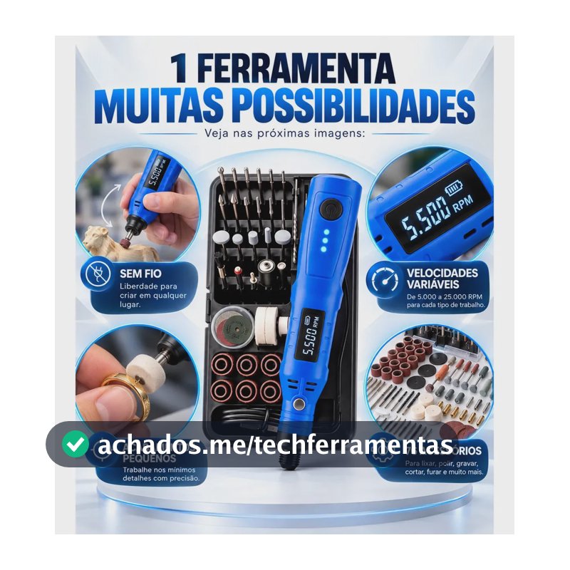 Mini Retífica Good Vision 76 Em 1 Profissional Sem Fio Recarregável Portátil Multifuncional Para Lixar Polir Gravar