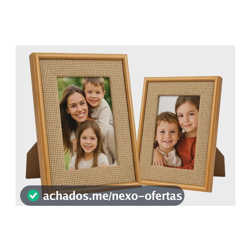 Kit 2 Porta Retratos Mesa 10x15 E 15x20 - Collections Marrom-claro Listras