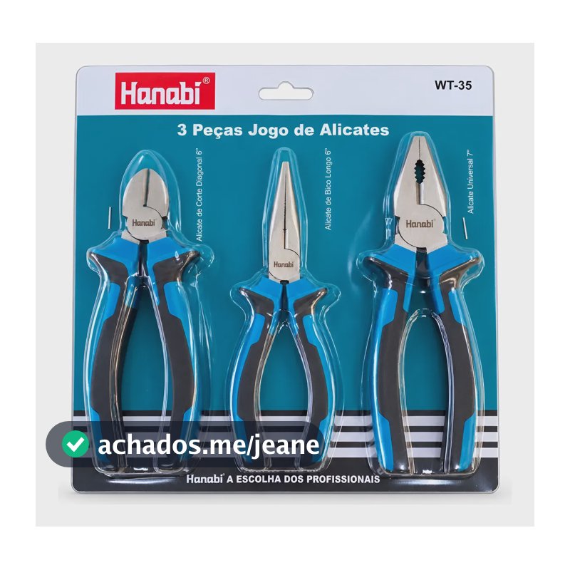 Jogo De Alicates Hanabi Wt-35 3 Peças Aço Carbono Multiuso
