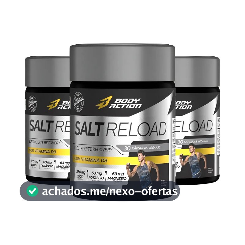 Kit 3x Salt Reload Cápsulas De Sal Total 90 Caps Bodyaction Sem Sabor