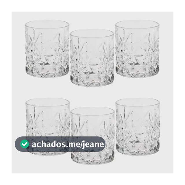 Copos Para Whisky 340 Ml Jogo 6 Peças Requinte Casambiente Transparente