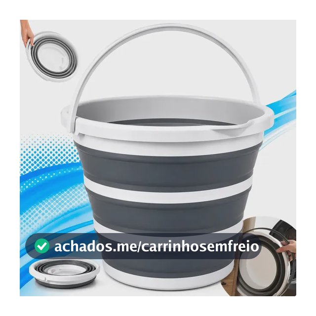 Balde Dobrável Com Alça Ecomixshop Balde Retrátil cinza 10L
