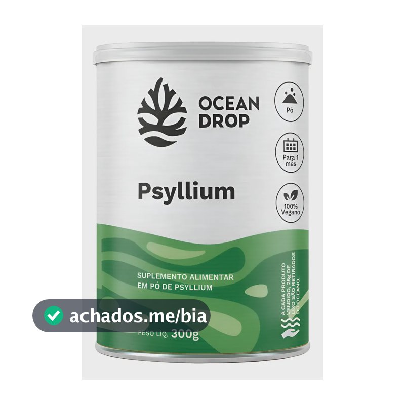 Psyllium Em Pó Ocean Drop Fibras Solúveis Natural 100% Vegan Psyllium Em Po Natural 300g