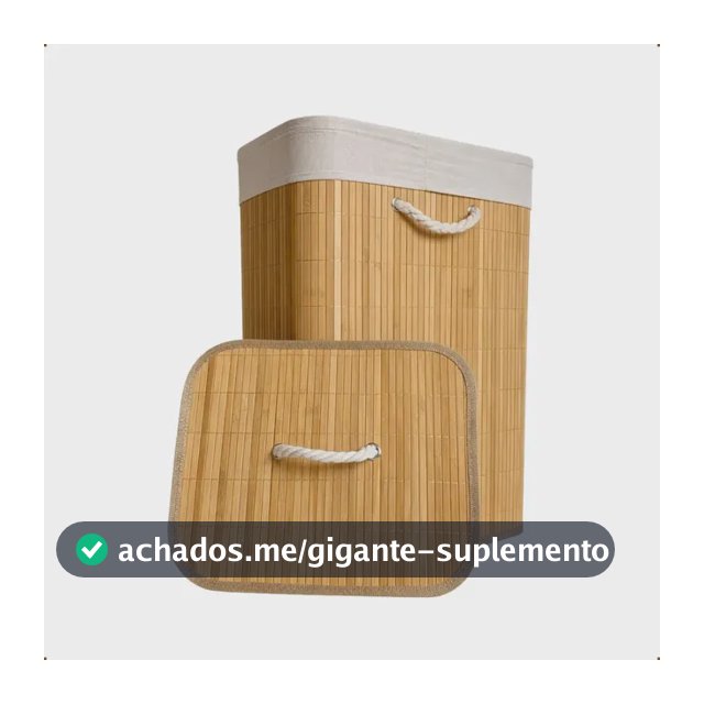 Cesto de Roupa Bambu Retangular de 72L com Tampa e Forro de Linho