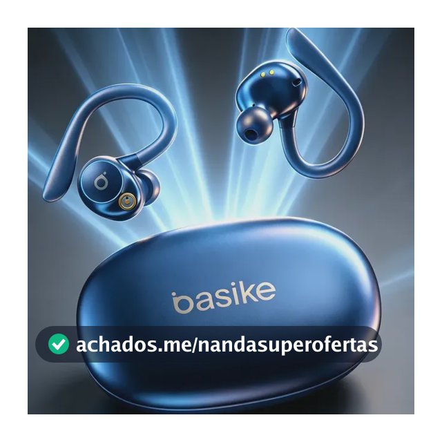 Basike Fone de Ouvido Bluetooth 5.4 TWS com Ear Clip e Gancho, Som HiFi com Graves Potentes e 3D, 10h Bateria e Carga Rápida, ENC, IPX6 – Perfeito para Academia e Corrida