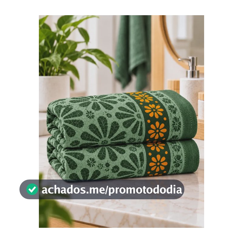 Kit 2 Toalhas De Banho Ruby 70x140 Estampadas Floral - Cores Verde