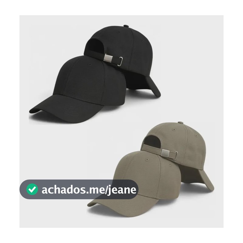 Kit 2 Boné Básico Liso Aba Curva Ajustável Unissex Baseball Preto-caqui Un Liso