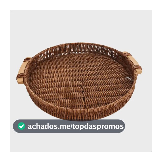 Bandeja Redonda Servir Tipo Vime Sintético Decorativa Alça
