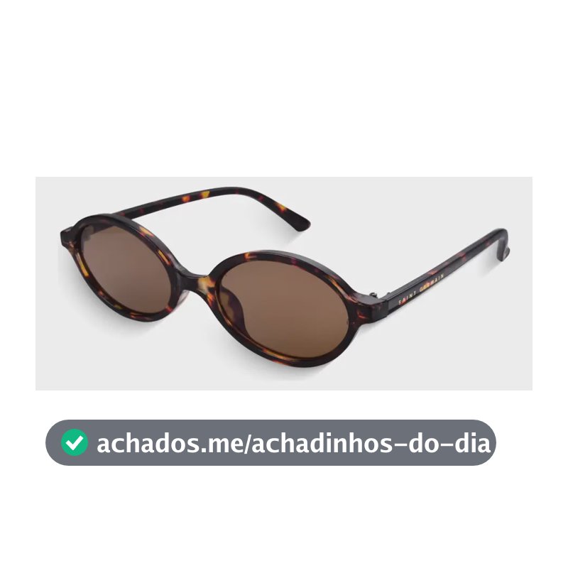 Óculos de Sol Saint Germain Siena Oval Tartaruga para Mulher com Lente Marrom e Proteção UV400