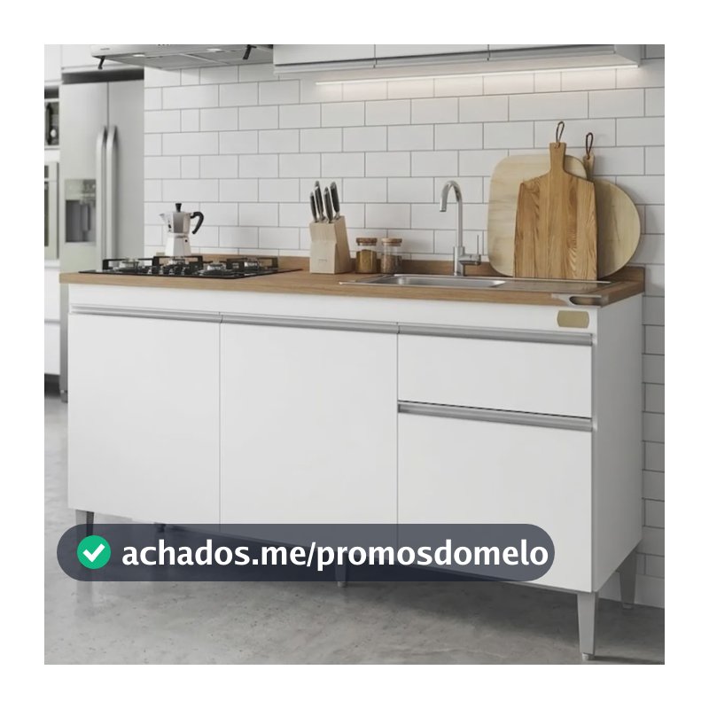 Balcão Gabinete Multiuso Cozinha 120cm Armário Organizador Branco