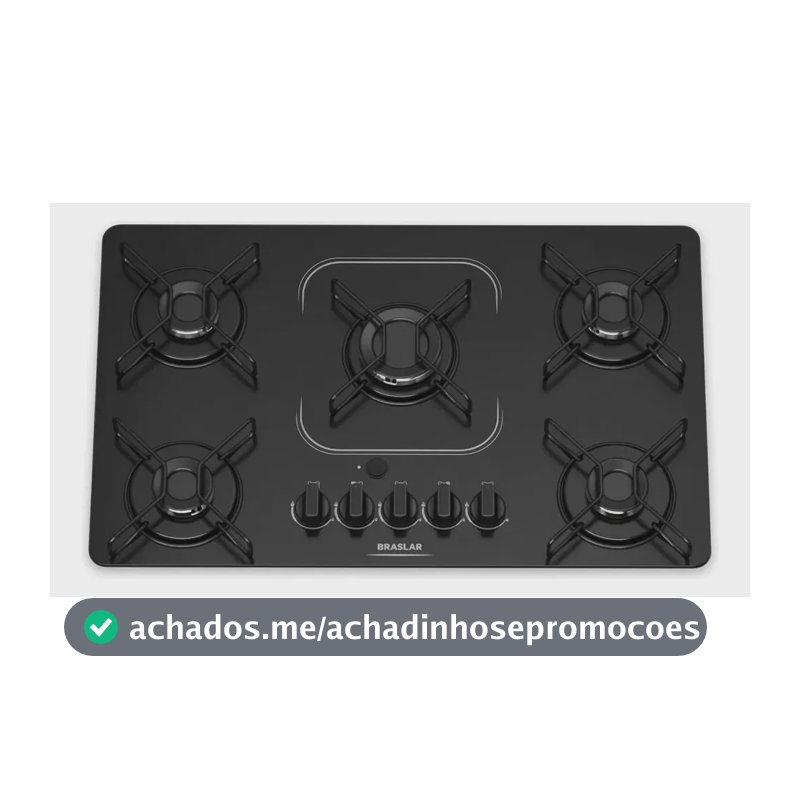 Fogão Cooktop alimentação gás - Braslar 5 bocas cor preto - Bivolt de Embutir