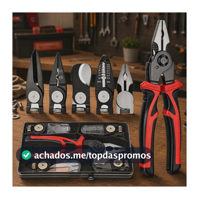 Alicate 5 Pontas Multifuncional Universal Linha Profissional Vermelho E Preto