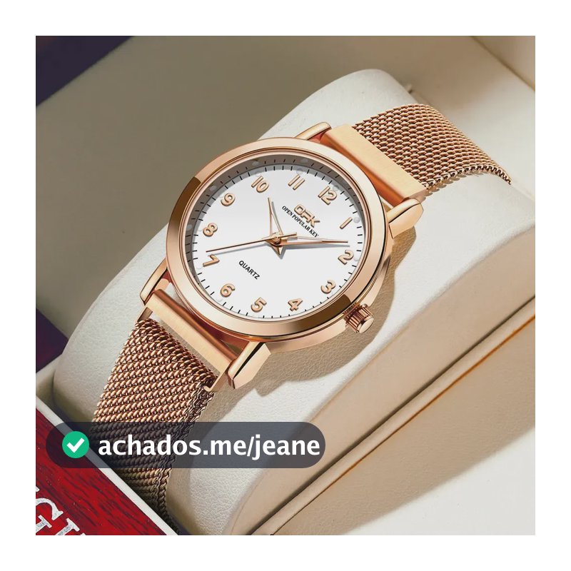 Relógio de pulso OPK 8115 com corria de aço inoxidável cor ouro rose - fondo branco