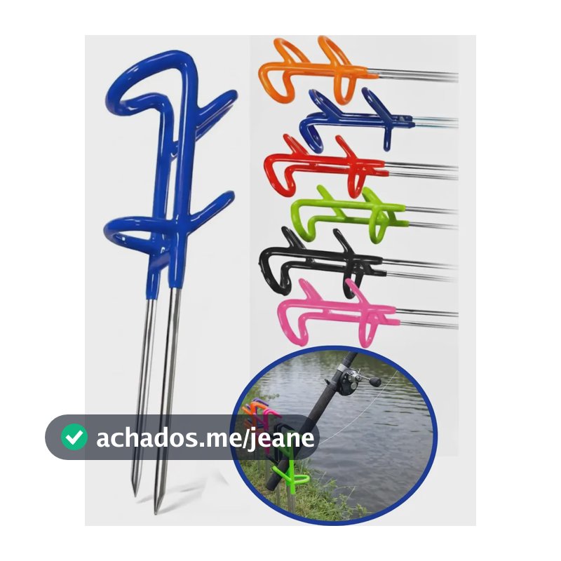 Suporte Vara Pesca Emborrachado Apoio Reforçado Resistente Azul