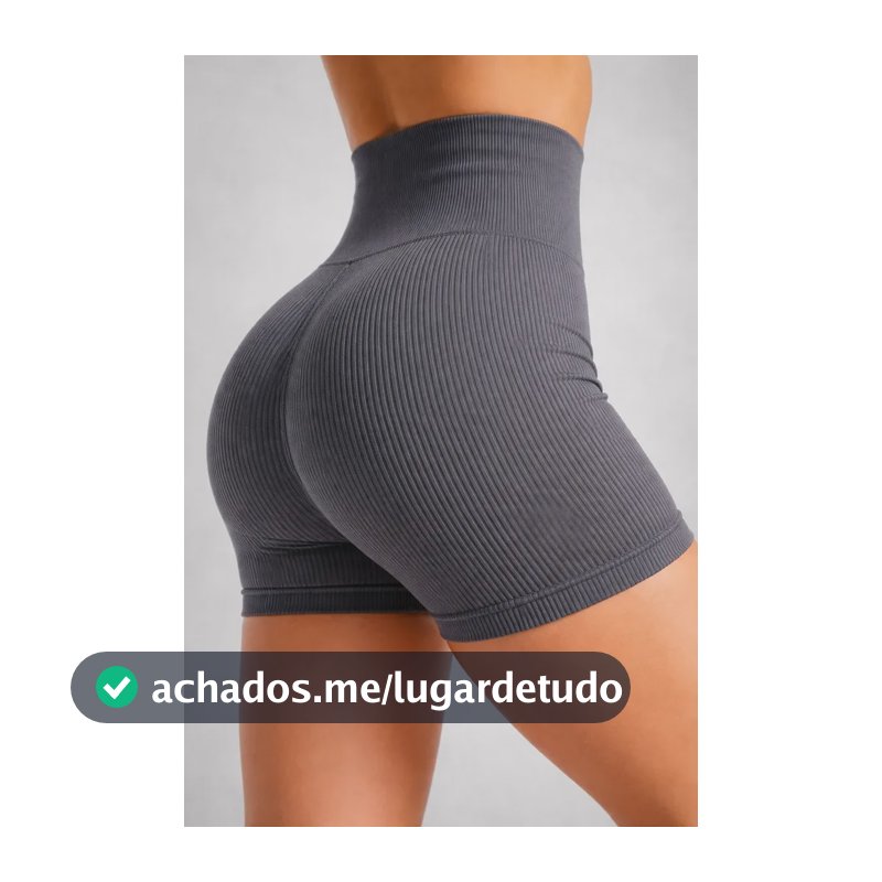 Shorts Fitness Canelado Sem Costura Academia Feminino Treino Cinza G-gg