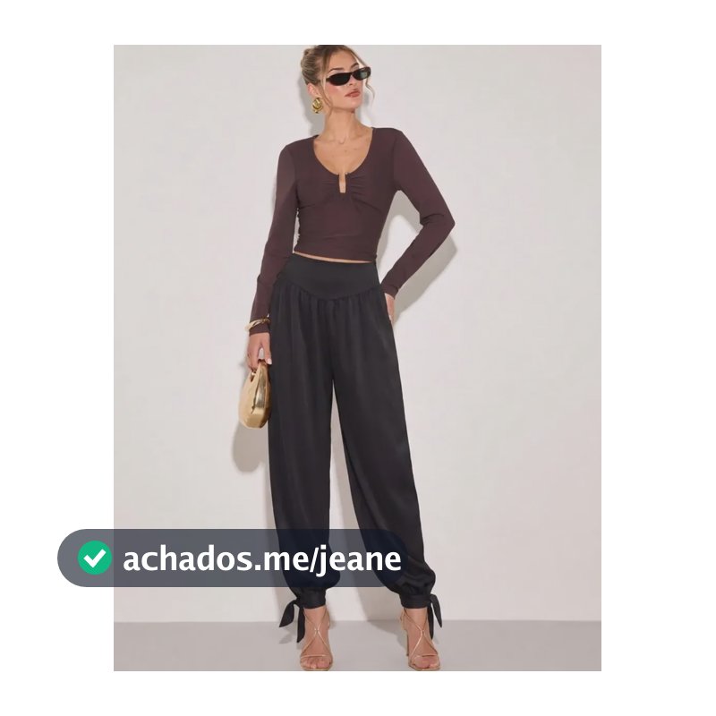 Calça Feminina Pantalona Aladim Amarração Cetim Moda Verão Preto Único