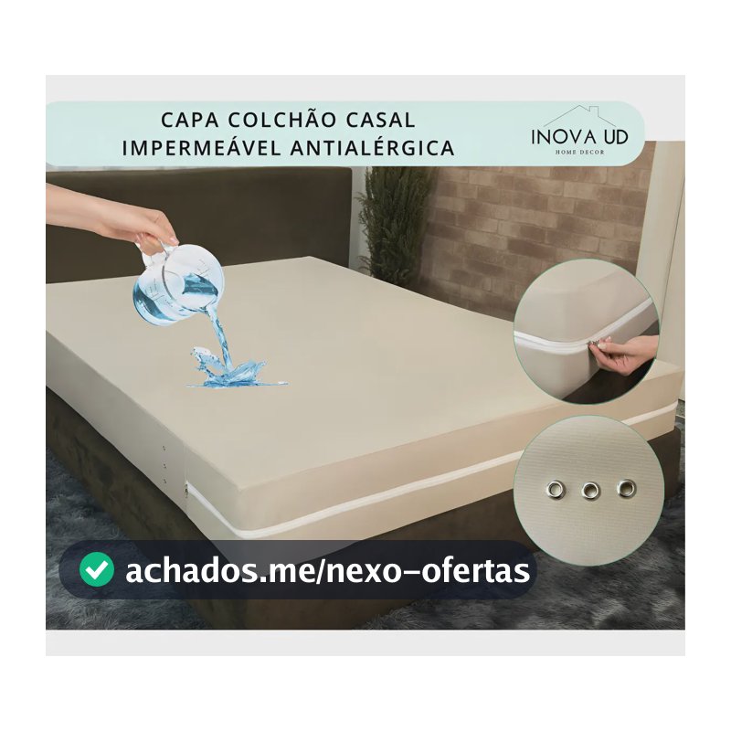 Capa Colchão Casal Hospitalar Impermeável Zíper 188x138x25 Casal