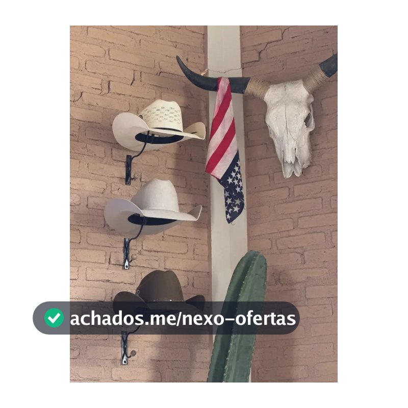 Conjunto 3 Porta Chapeu De Parede Com Cabide Em Aço Maciço Preto