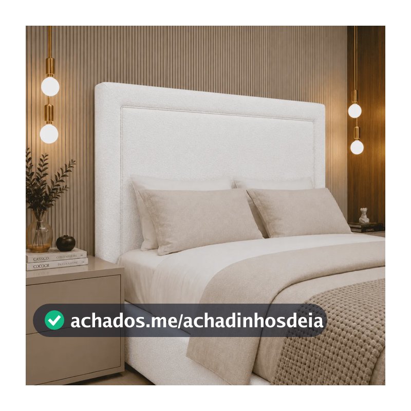 Cabeceira Stela Estofada Cama Solteiro 90 Cm Bouclê Elegante Branco