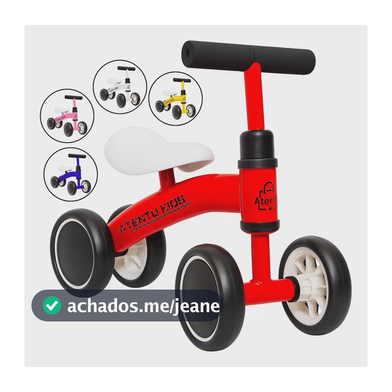 Bicicleta Infantil De Equilíbrio sem Pedal Andador 4 Rodas