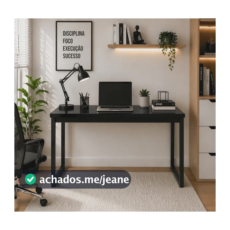 Mesa Home Office Escrivaninha Industrial Quarto Notebook Preto/preto