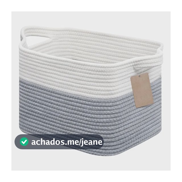Canasto Organizador De Algodón Con Manijas 32x25 Cm White And Grey