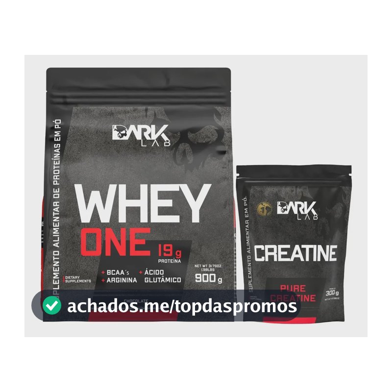 Whey Protein One Refil 900g Chocolate + Creatina Monohidratada 100% Pura 300g Refil Dark Lab
