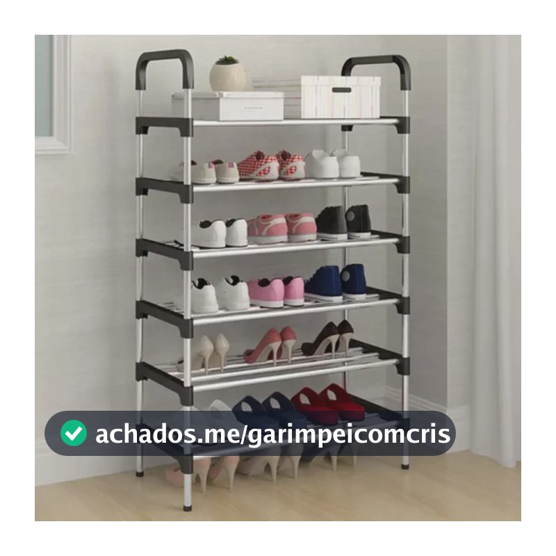 Sapateira Vertical Quarto Inox Luxo 18 Pares 6 Prateleiras 1 Box