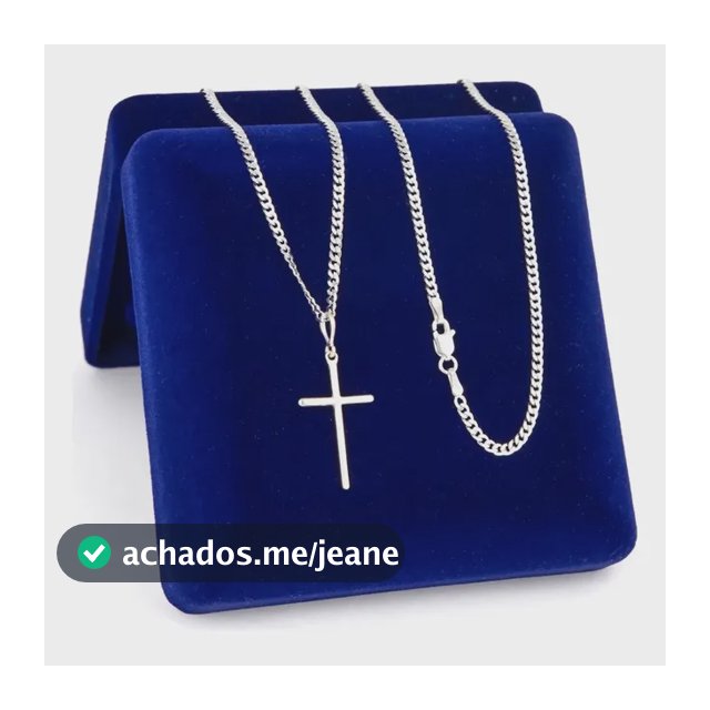 Corrente Cordão Prata 925 Masculina Legítima Pingente Cruz Prateado