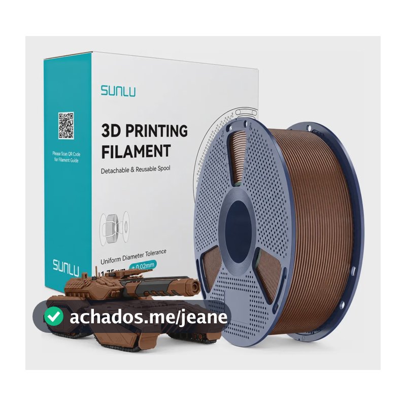 Filamento 3d Pla Sunlu 1.75mm 1kg Várias Cores Impressora Marrom Café